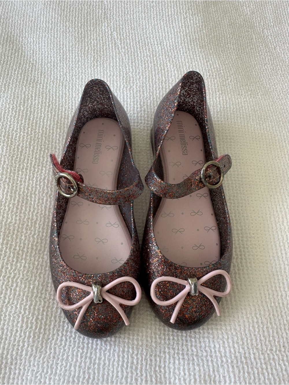 Mini Melissa Girls' Glitter Mary Jane Shoes in Pink size US11